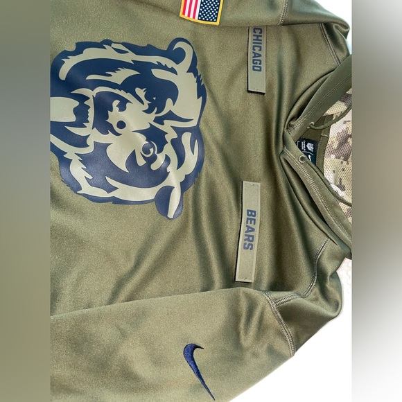 Chicago Bears Nike Salute To Service Green Army Hooded Sweatshirt Mens Large - Picture 3 of 10
